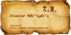 Klekler Mátyás névjegykártya